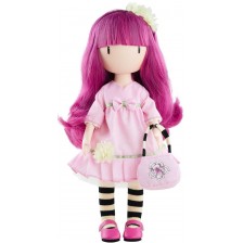 Кукла Paola Reina Santoro Gorjuss -  Cherry Blossom, с розова рокля и лилава коса, 32 cm